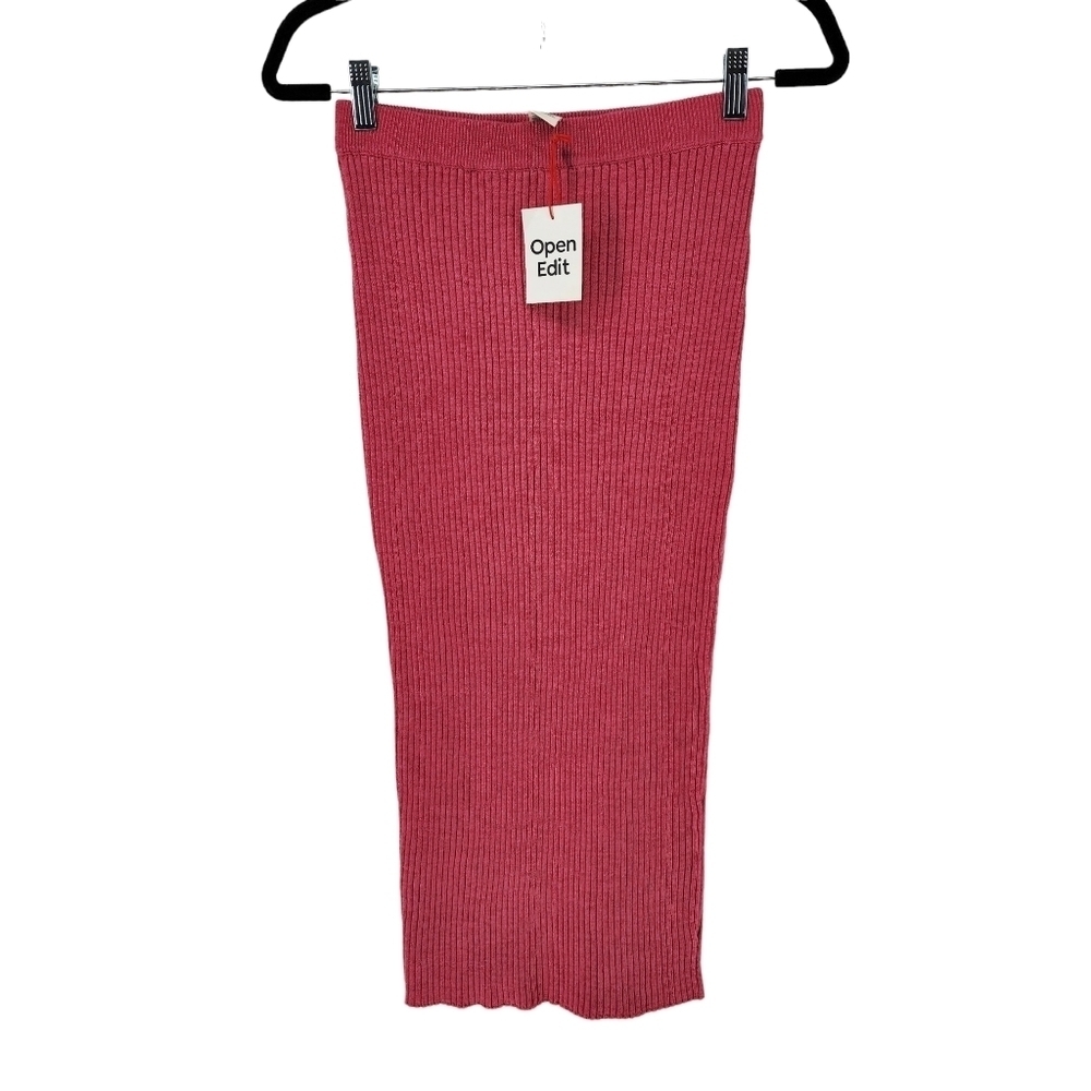 Open Edit Women's Ribbed Knit Midi Skirt - XS